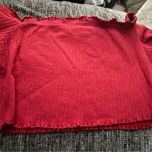 SHEIN Red Ribbed Crop Top
